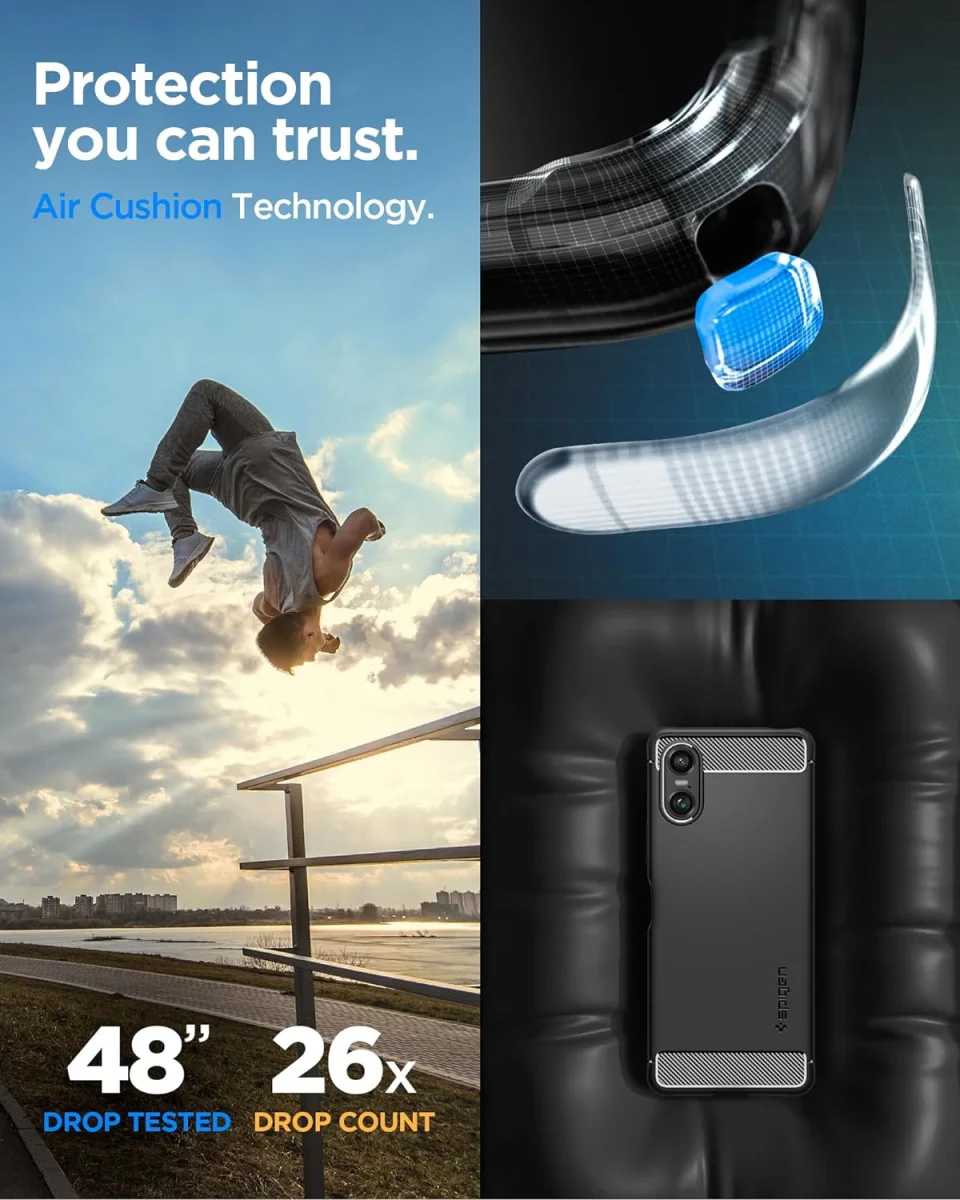 Spigen Rugged Armor Sony Xperia 10 VI Hoesje Back Cover Zwart afbeelding 3