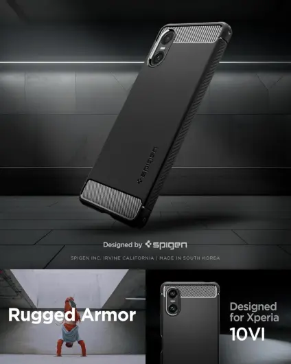 Spigen Rugged Armor Sony Xperia 10 VI Hoesje Back Cover Zwart afbeelding 2