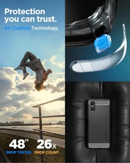 Spigen Rugged Armor Sony Xperia 10 VI Hoesje Back Cover Zwart afbeelding 3