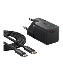 Baseus GaN5 25W Compacte Fast Charger Mini met USB-C naar USB-C Kabel 1M Zwart afbeelding