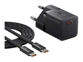 Baseus GaN5 25W Compacte Fast Charger Mini met USB-C naar USB-C Kabel 1M Zwart