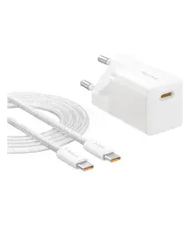 Baseus GaN5 25W Compacte Fast Charger Mini met USB-C naar USB-C Kabel 1M Wit afbeelding