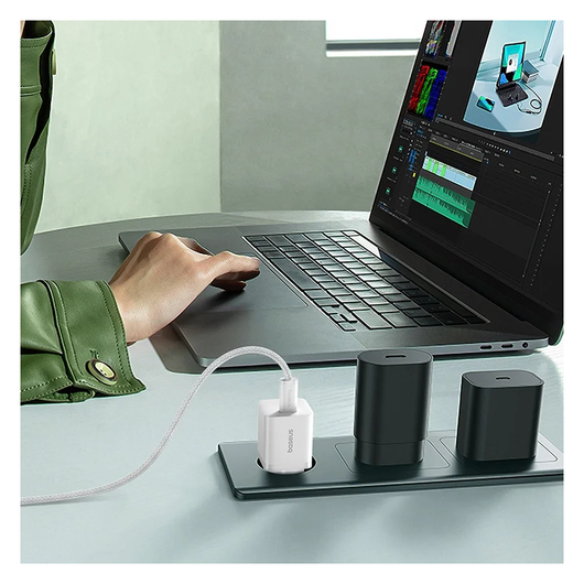Baseus GaN5 25W Compacte Fast Charger Mini met USB-C naar USB-C Kabel 1M Wit afbeelding 3