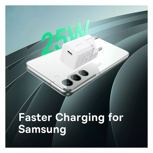 Baseus GaN5 25W Compacte Fast Charger Mini met USB-C naar USB-C Kabel 1M Wit afbeelding 4