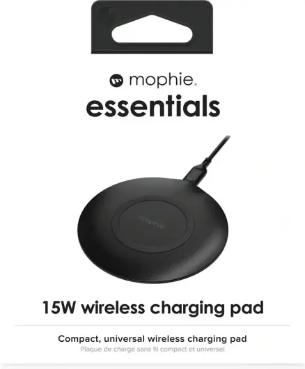 Mophie Essentials Wireless Charger Pad 15W Draadloze Oplader Zwart afbeelding 7