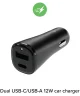 Mophie Compacte USB / USB-C Poort Autolader 12W Zwart