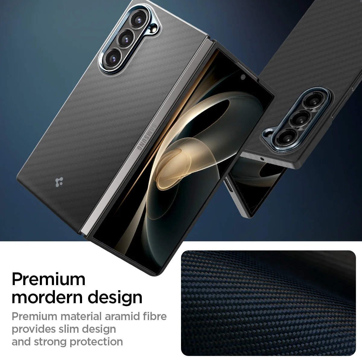 Spigen Air Skin Samsung Galaxy Z Fold 6 Hoesje Back Cover Aramid Zwart afbeelding 3