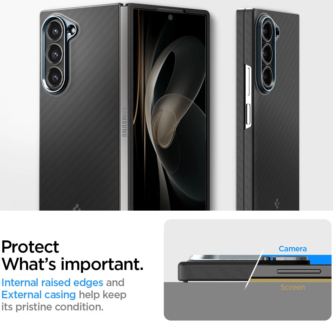 Spigen Air Skin Samsung Galaxy Z Fold 6 Hoesje Back Cover Aramid Zwart afbeelding 4
