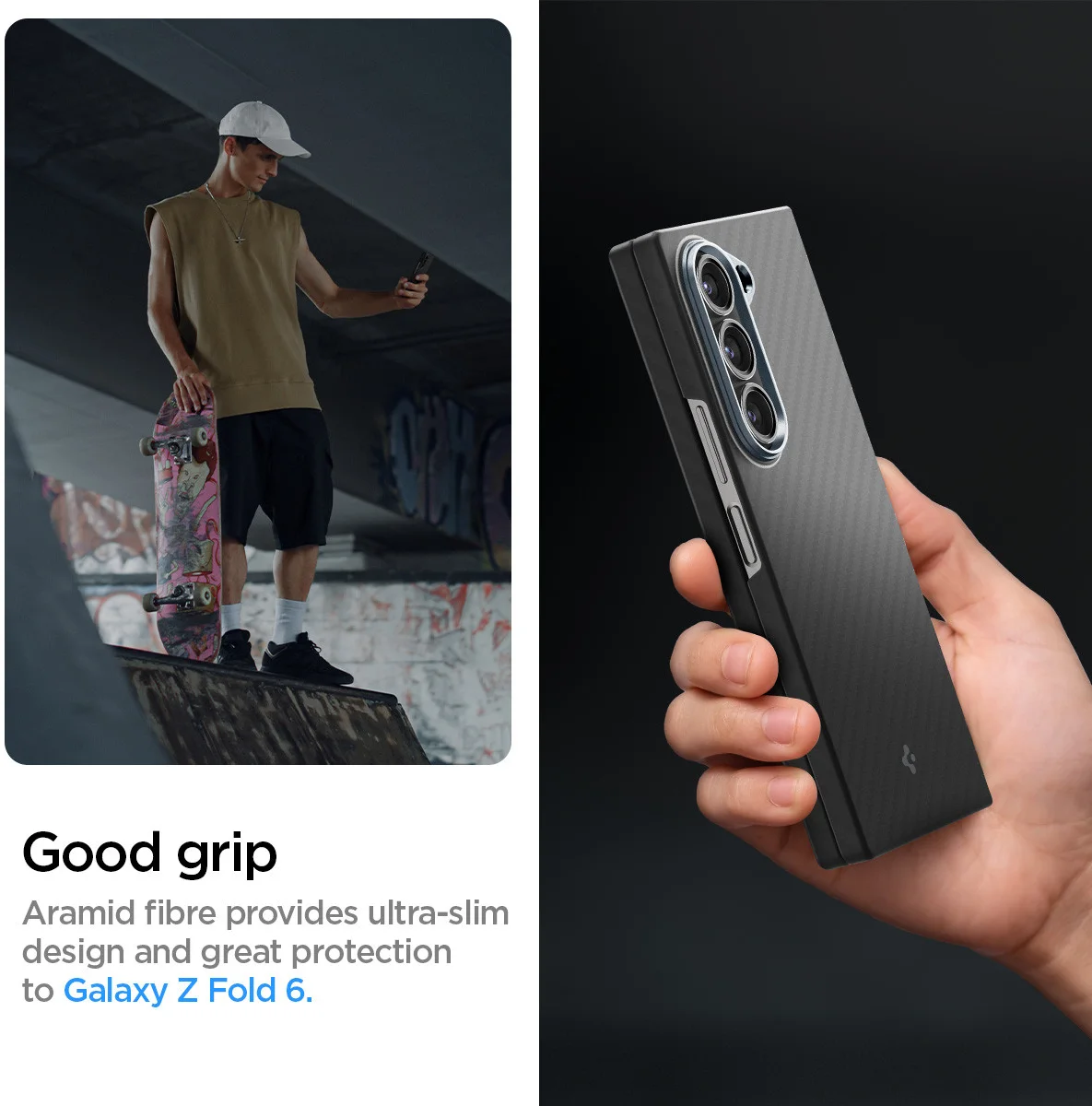 Spigen Air Skin Samsung Galaxy Z Fold 6 Hoesje Back Cover Aramid Zwart afbeelding 6