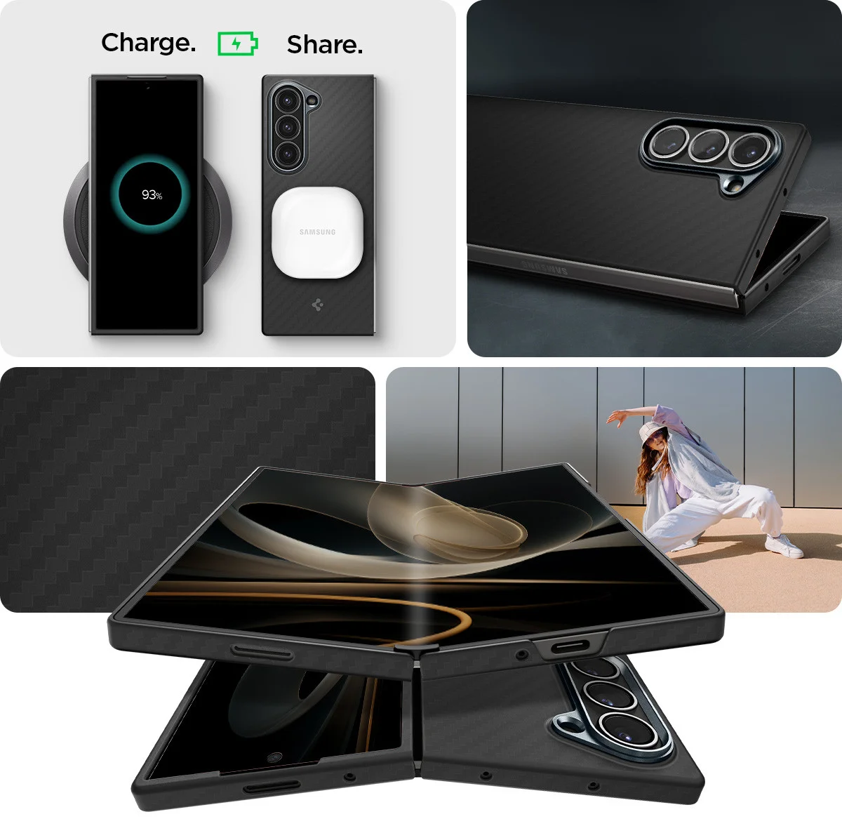 Spigen Air Skin Samsung Galaxy Z Fold 6 Hoesje Back Cover Aramid Zwart afbeelding 7