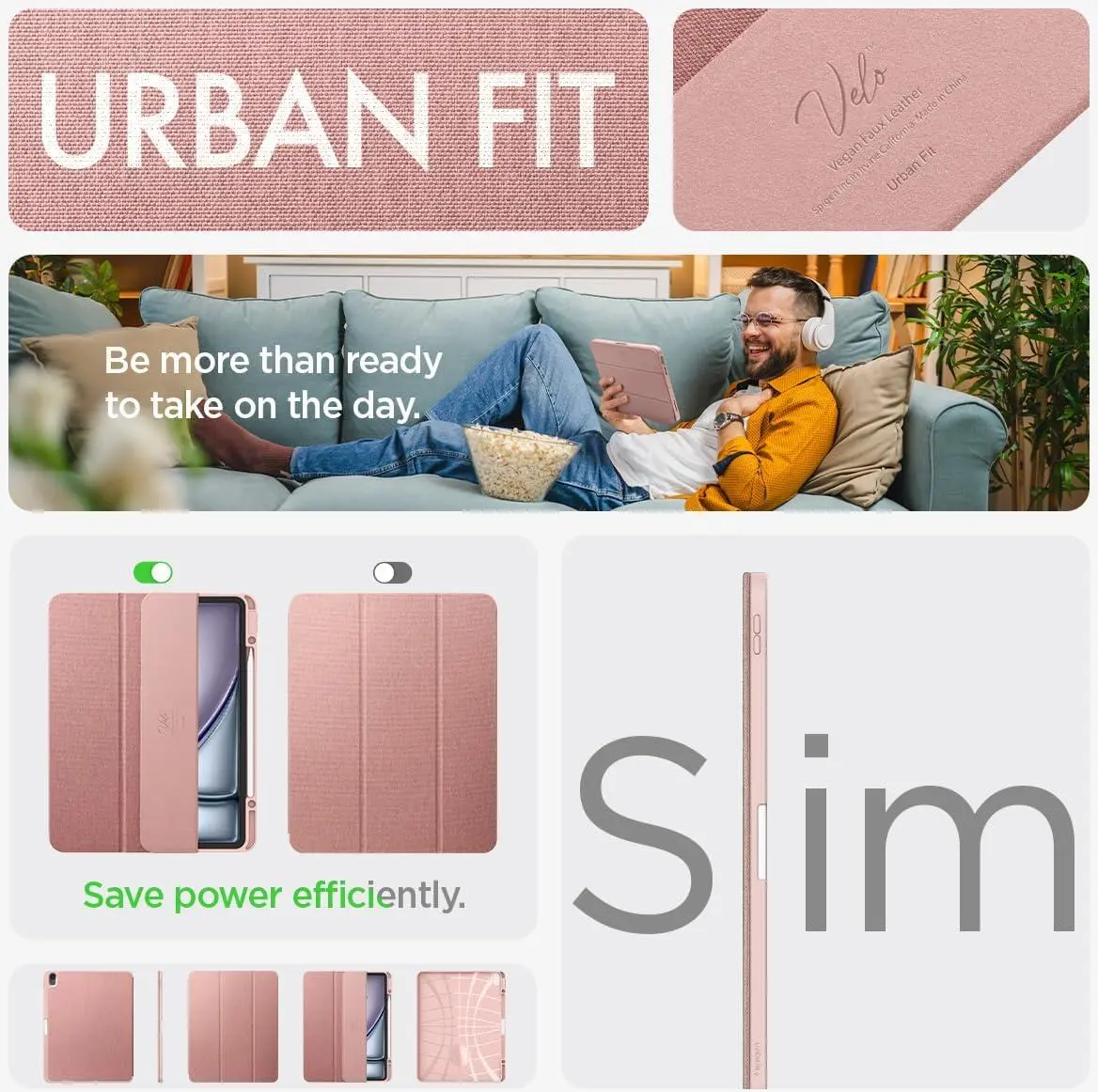 Spigen Urban Fit Apple iPad Air 13 (24/25) Hoes Book Case Roze afbeelding 4