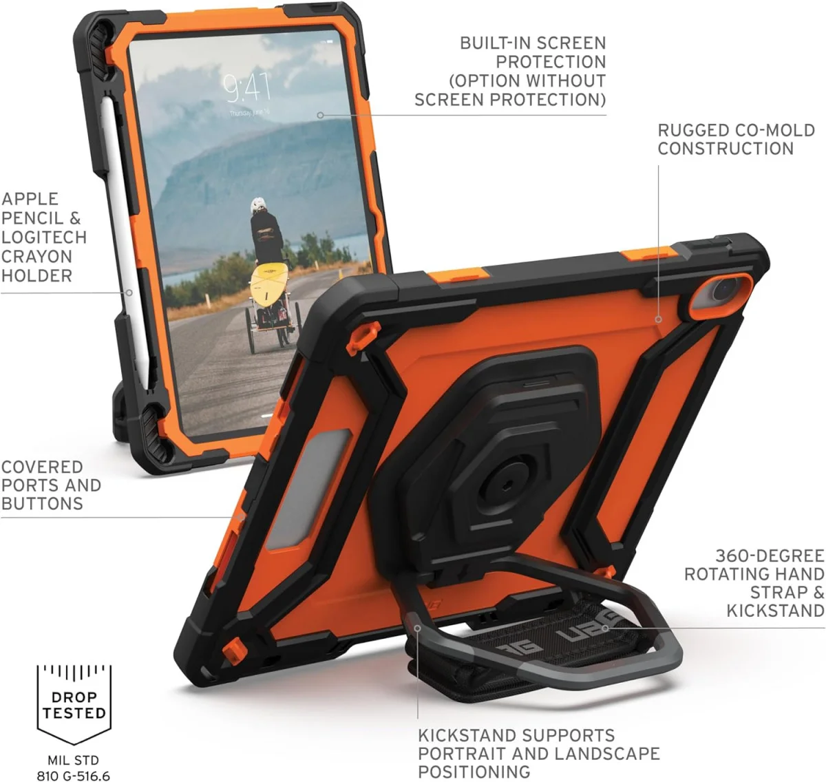 UAG Plasma iPad 11 (2025)/10.9 (2022) Hoes met Ingebouwde Screenprotector Oranje afbeelding 3
