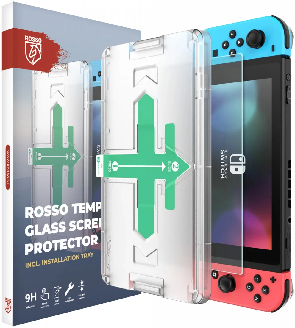 Rosso Nintendo Switch Tempered Glass Screen Protector met Installatietray afbeelding 1