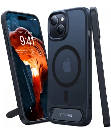 TORRAS UPro Pstand MagSafe iPhone 15 Hoesje Kickstand Zwart Hoesjes