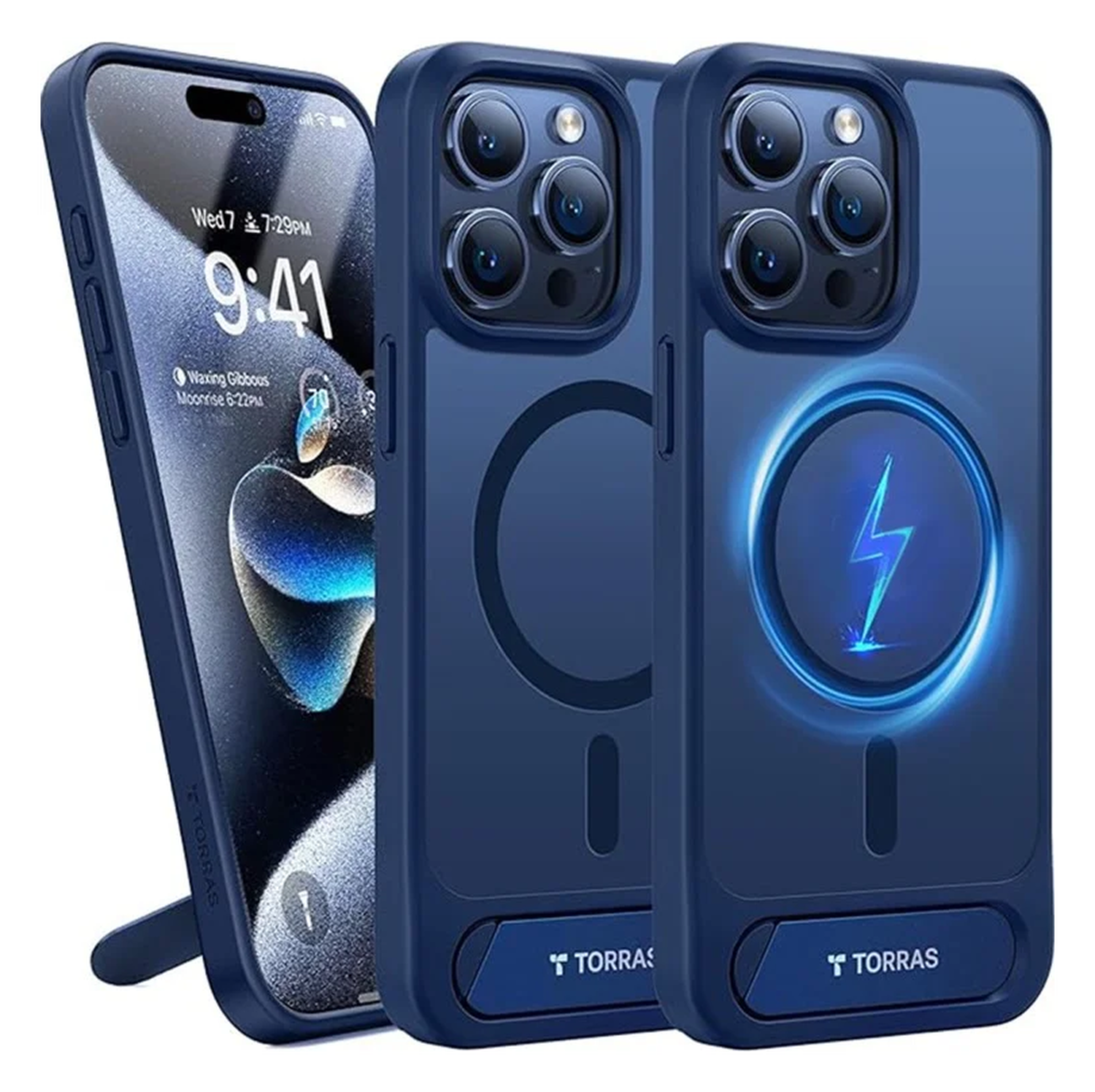 TORRAS UPro Pstand MagSafe iPhone 15 Pro Hoesje Kickstand Blauw afbeelding 10