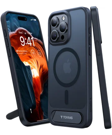 TORRAS UPro Pstand MagSafe iPhone 15 Pro Hoesje Kickstand Zwart Hoesjes