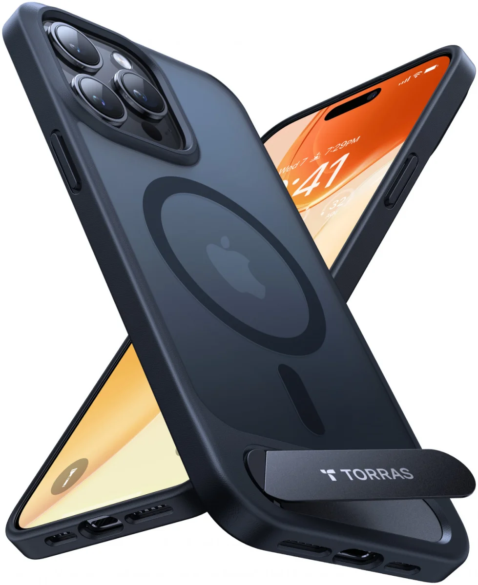 TORRAS UPro Pstand MagSafe iPhone 15 Pro Max Hoesje Kickstand Zwart afbeelding 2