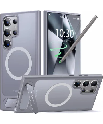 TORRAS UPro Pstand MagSafe Samsung Galaxy S24 Ultra Hoesje Kickstand Grijs Hoesjes