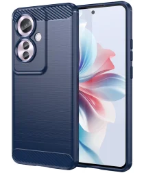 Oppo Reno 11 F Hoesje Geborsteld TPU Flexibele Back Cover Blauw