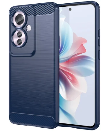 Oppo Reno 11 F Hoesje Geborsteld TPU Flexibele Back Cover Blauw Hoesjes