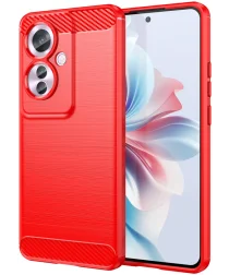 Oppo Reno 11 F Hoesje Geborsteld TPU Flexibele Back Cover Rood