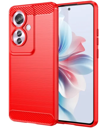 Oppo Reno 11 F Hoesje Geborsteld TPU Flexibele Back Cover Rood Hoesjes