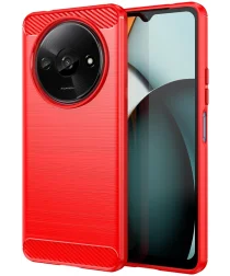 Xiaomi Redmi A3 Hoesje Geborsteld TPU Flexibele Back Cover Rood