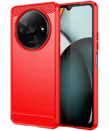 Xiaomi Redmi A3 Hoesje Geborsteld TPU Flexibele Back Cover Rood Hoesjes