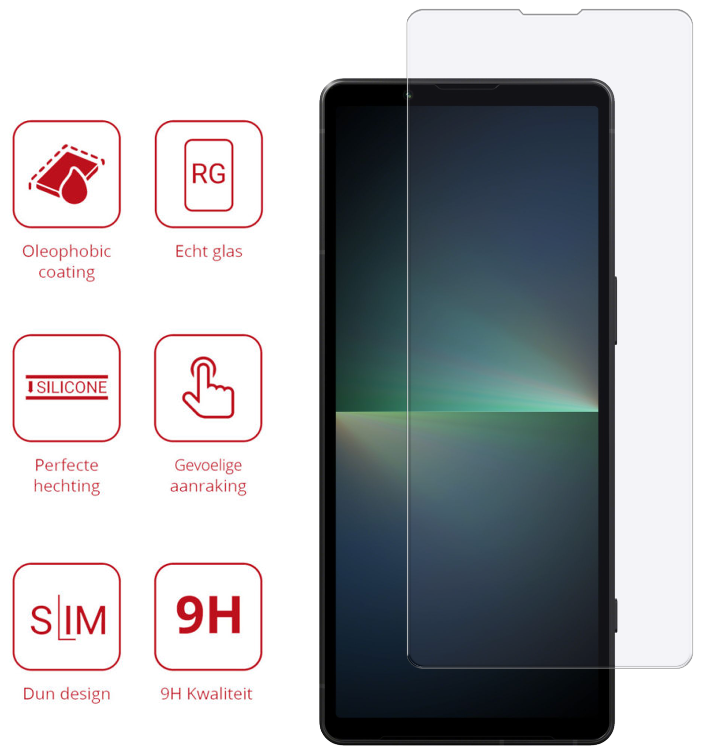 Rosso Sony Xperia 5 VI 9H Tempered Glass Screen Protector afbeelding 2