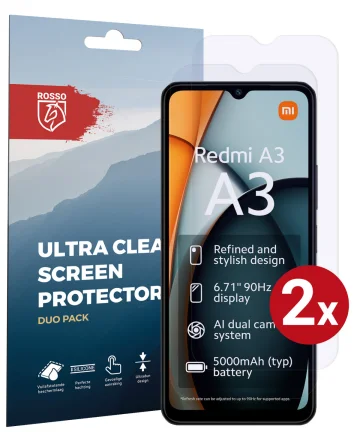 Rosso Xiaomi Redmi A3 Screen Protector Case Friendly Folie Duo Pack Screen Protectors