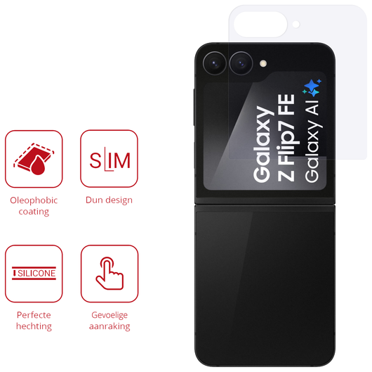 Rosso Samsung Galaxy Z Flip 7 FE / 6 Screen Protector Ultra Clear Duo Pack afbeelding 2