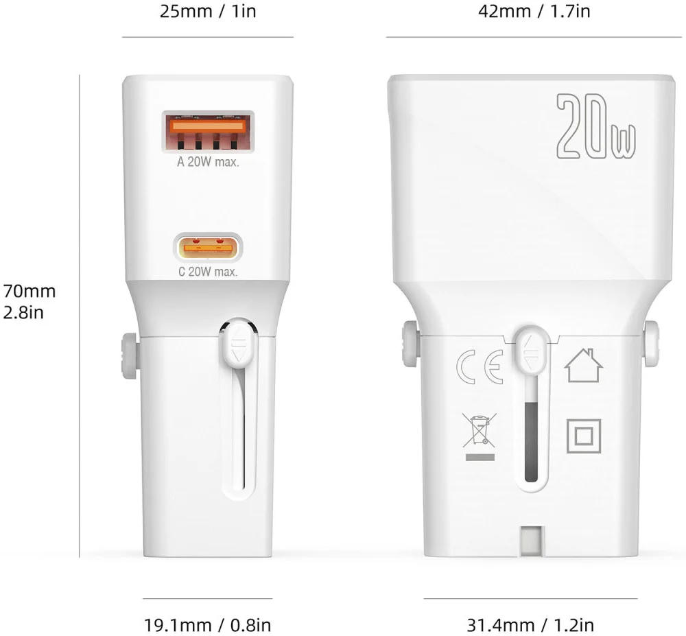 4smarts Universele Wereldstekker US/AUS/UK/EU Fast Charge 20W afbeelding 7