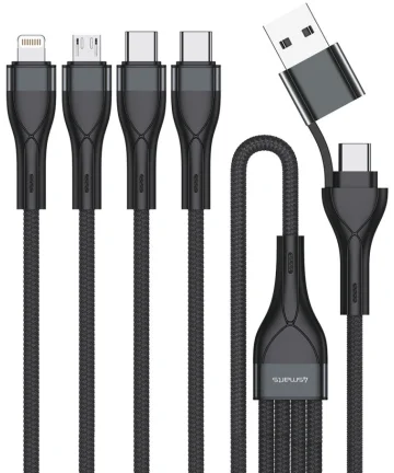 4smarts 4-in-2 Oplaad Kabel USB-C/Lightning/Micro-USB 1.2 Meter Zwart Kabels