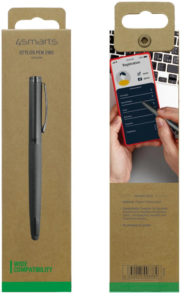 4Smarts 2in1 ErgoRib Stylus Pen Zwart afbeelding 6