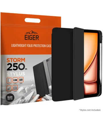 Eiger Storm 250m Stylus iPad Air 11 (2024) Hoes Book Case met Pen Houder Zwart Hoesjes