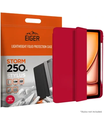 Eiger Storm 250m Stylus iPad Air 11 (2024) Hoes Book Case met Pen Houder Rood Hoesjes