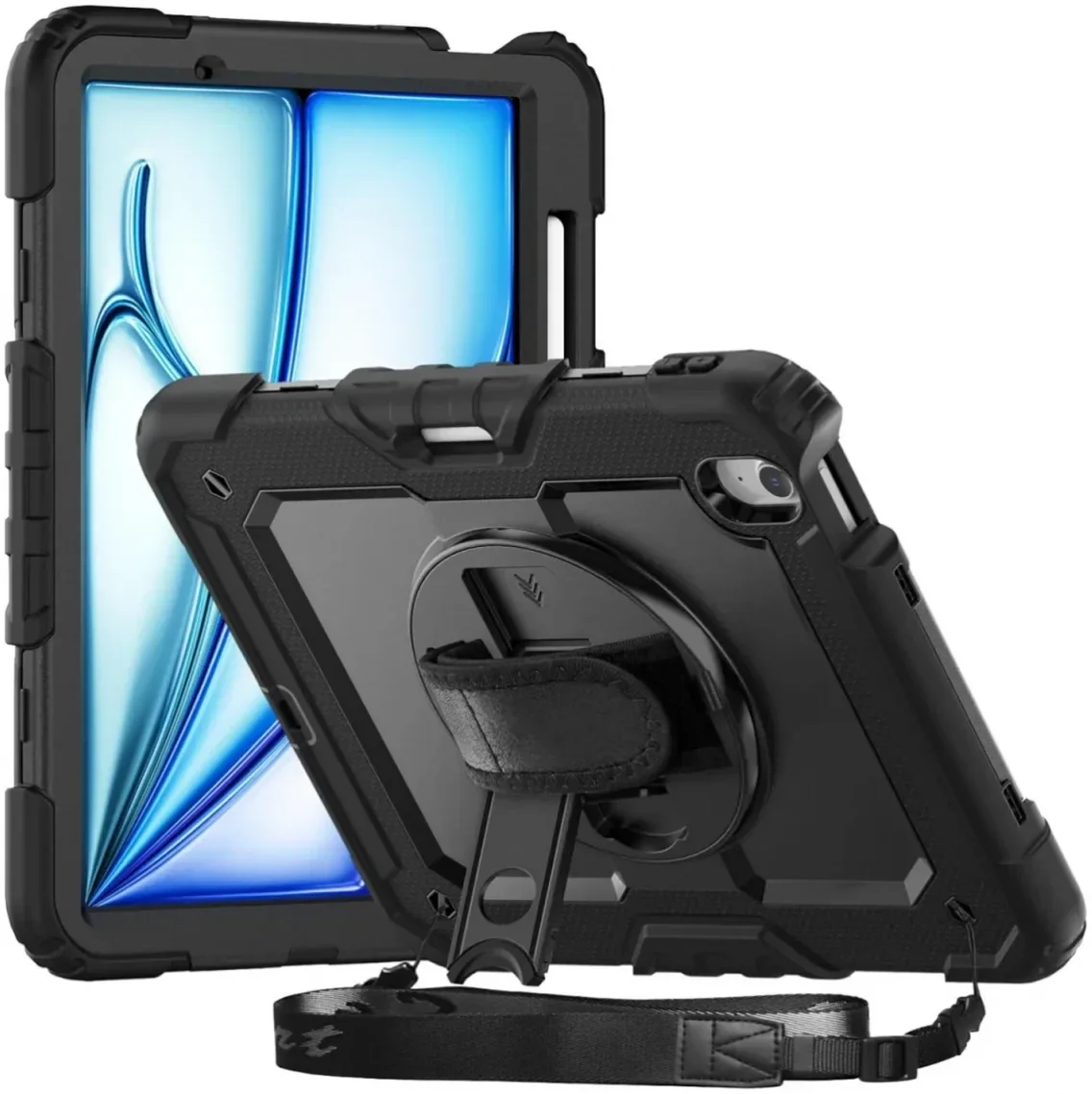 Apple iPad Air 13 (24/25) Hoes met Screen Protector en Handriem Zwart afbeelding 1