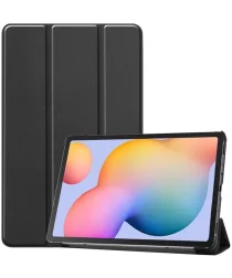 Samsung Galaxy Tab S6 Lite Hoes Tri-Fold Book Case met Standaard Zwart