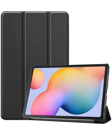 Samsung Galaxy Tab S6 Lite Hoes Tri-Fold Book Case met Standaard Zwart Hoesjes