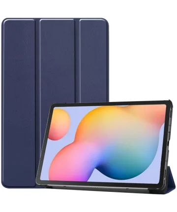 Samsung Galaxy Tab S6 Lite Hoes Tri-Fold Book Case met Standaard Blauw Hoesjes