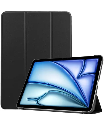 Apple iPad Air 11 (2024) Hoes Tri-Fold Book Case met Standaard Zwart Hoesjes