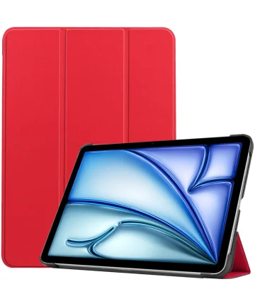 Apple iPad Air 11 (2024) Hoes Tri-Fold Book Case met Standaard Rood Hoesjes