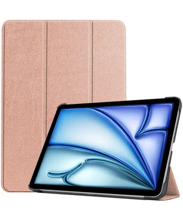 Apple iPad Air 11 (2024) Hoes Tri-Fold Book Case met Standaard Roze Hoesjes