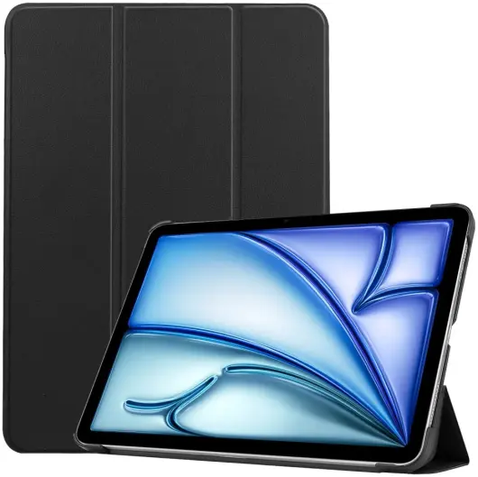 Apple iPad Air 13 (24/25) Hoes Tri-Fold Book Case met Standaard Zwart afbeelding 1