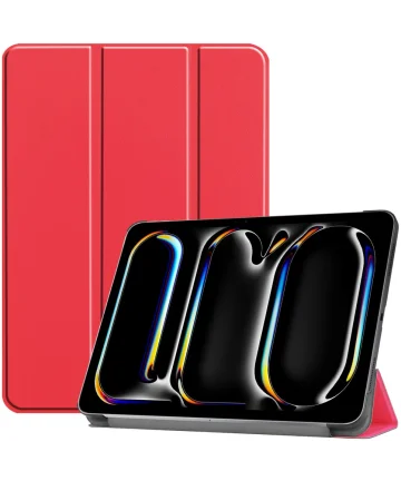 Apple iPad Pro 11 (2024) Hoes Tri-Fold Book Case met Standaard Rood Hoesjes