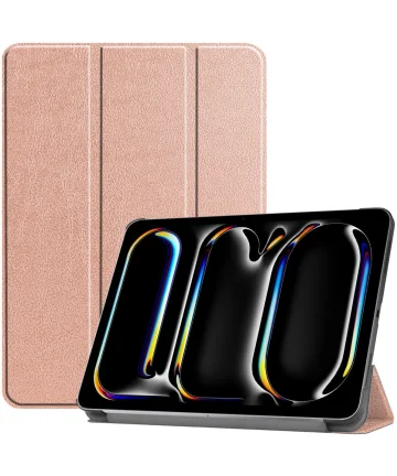 Apple iPad Pro 11 (2024) Hoes Tri-Fold Book Case met Standaard Roze Hoesjes