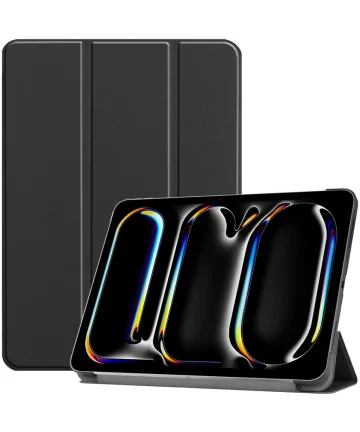 Apple iPad Pro 13 (2024) Hoes Tri-Fold Book Case met Standaard Zwart Hoesjes