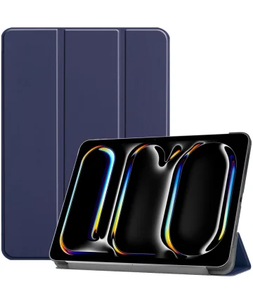 Apple iPad Pro 13 (2024) Hoes Tri-Fold Book Case met Standaard Blauw Hoesjes