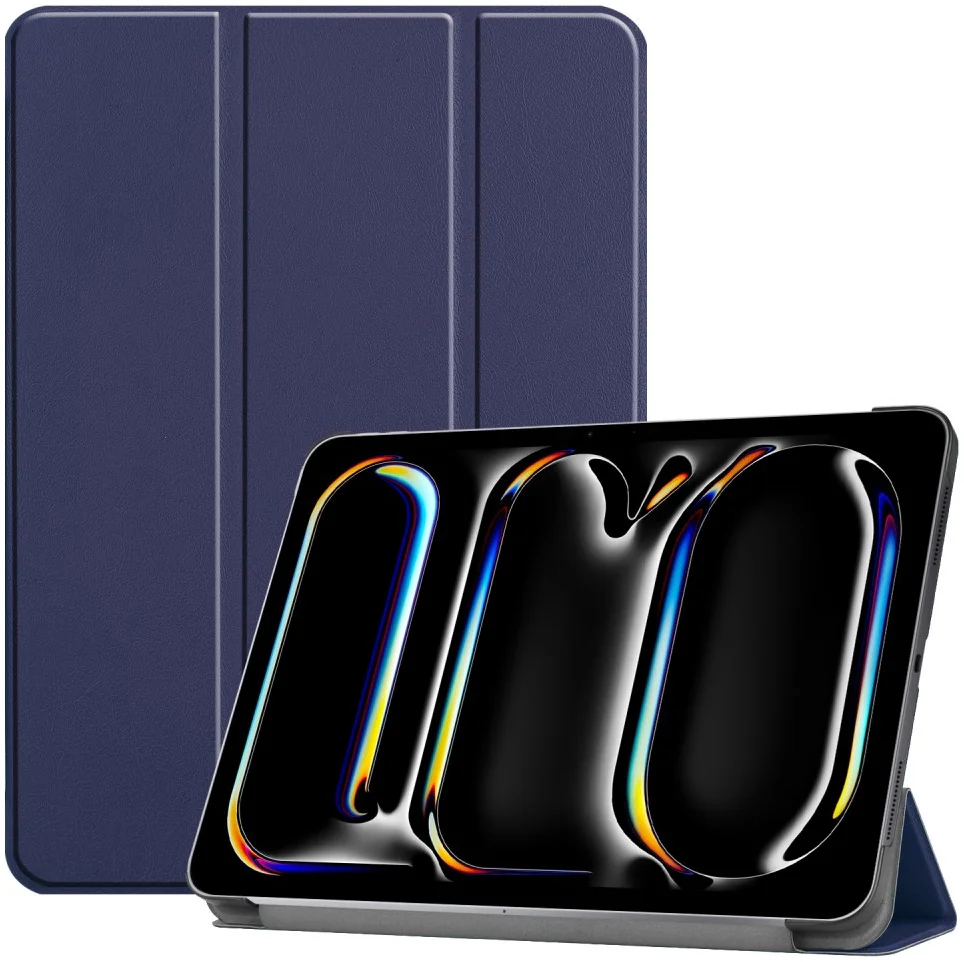 Apple iPad Pro 13 (2024) Hoes Tri-Fold Book Case met Standaard Blauw afbeelding 1