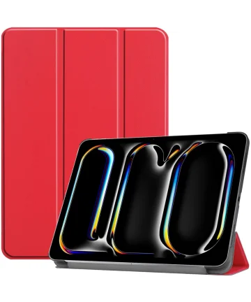 Apple iPad Pro 13 (2024) Hoes Tri-Fold Book Case met Standaard Rood Hoesjes